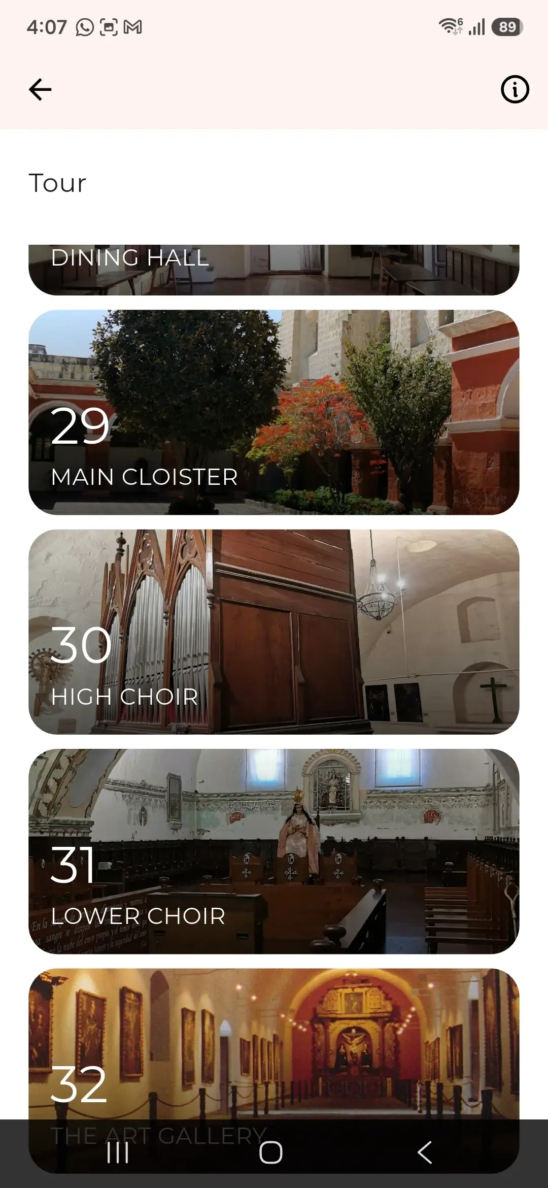 Route detail inside the app