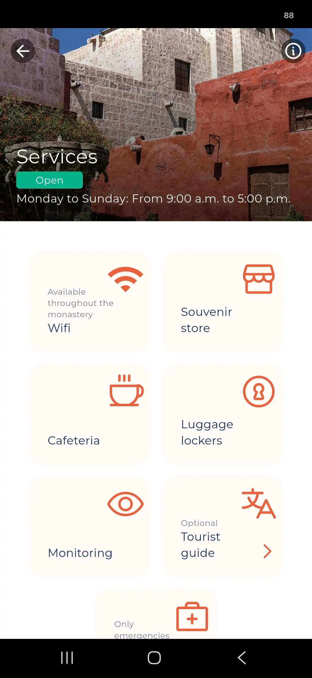 Services available in the app
