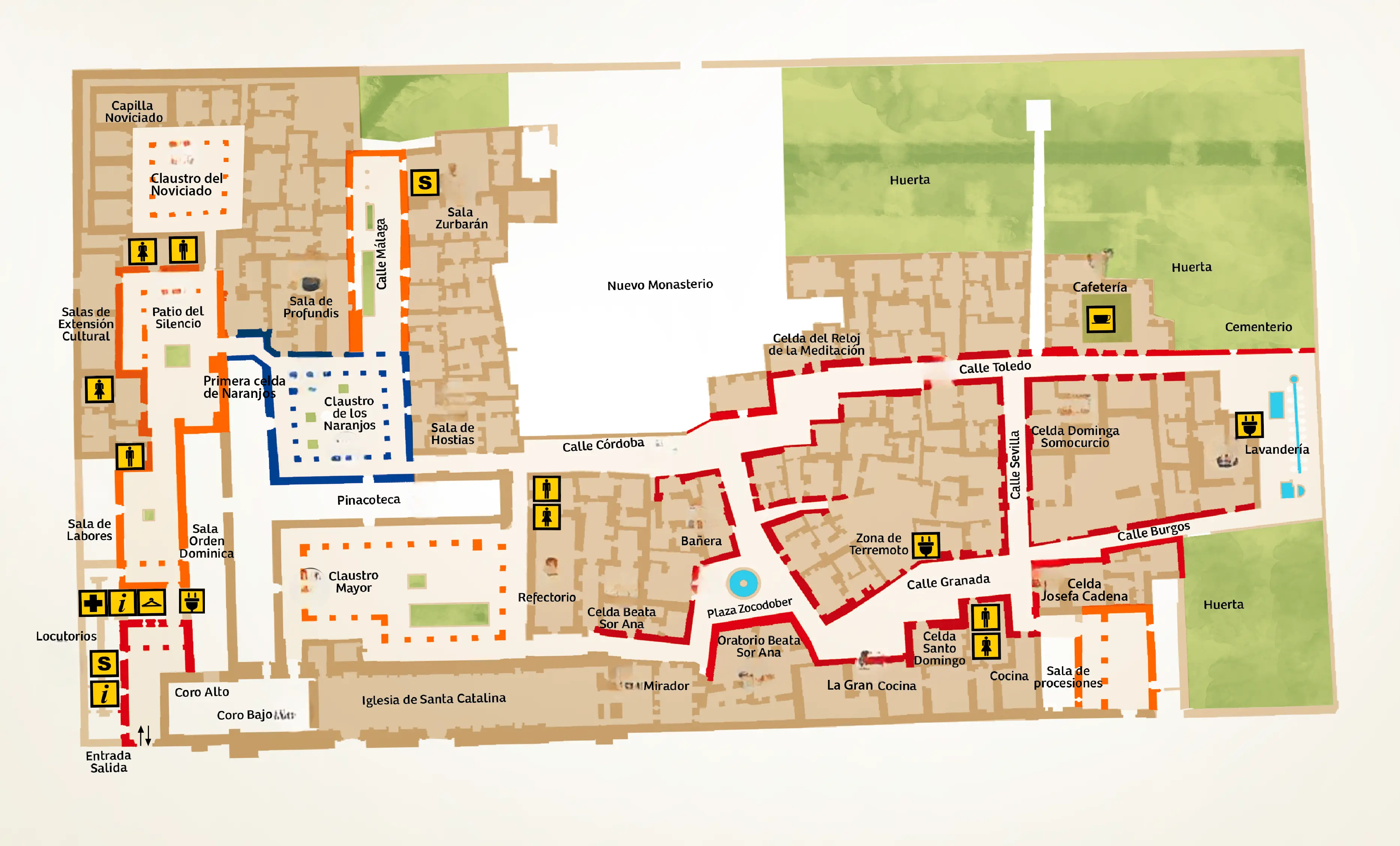 Plano del Monasterio de Santa Catalina con sus 32 ambientes numerados